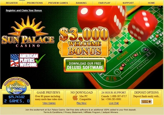 Sun palace casino website