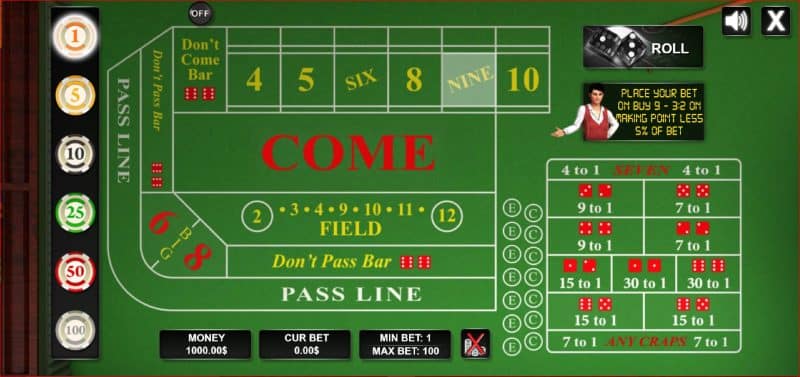 Play Craps For Free Online