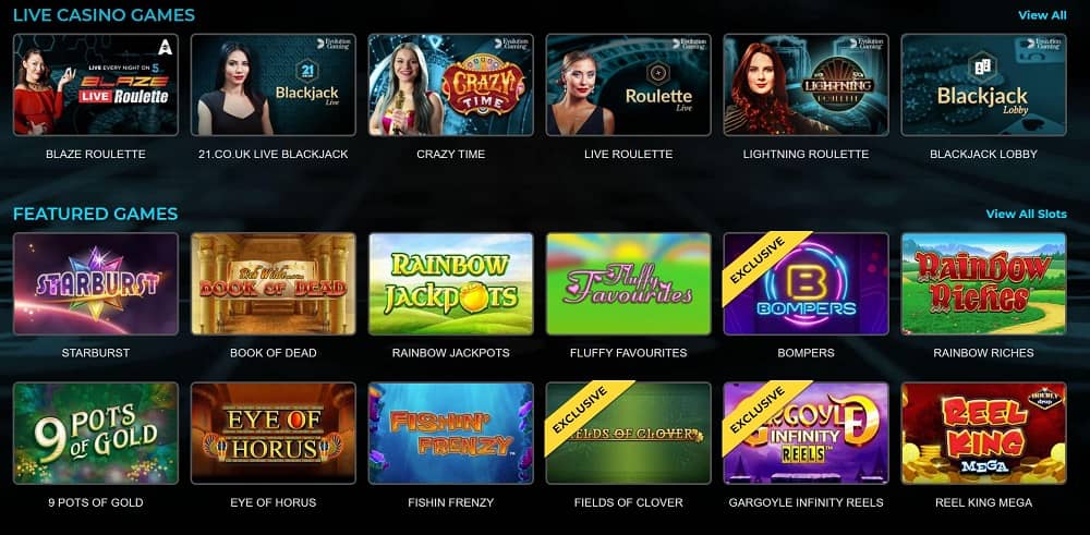 21 Casino UK Games